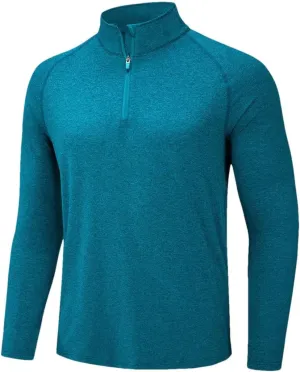 Men's Sun Protection Quick Dry Shirts Long Sleeve Half Zip Pullover Shirts Lightweight Breathable Tee Tops
