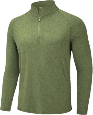 Men's Sun Protection Quick Dry Shirts Long Sleeve Half Zip Pullover Shirts Lightweight Breathable Tee Tops
