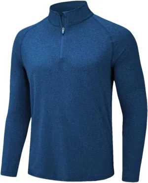 Men's Sun Protection Quick Dry Shirts Long Sleeve Half Zip Pullover Shirts Lightweight Breathable Tee Tops