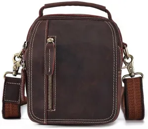 Multi-functional shoulder Fanny Pack Crossbody Bag Crazy Horse Leather Retro Fanny Pack(Brown-2)