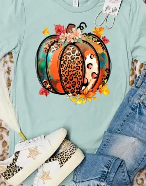 Multi Pumpkin Leopard Tee