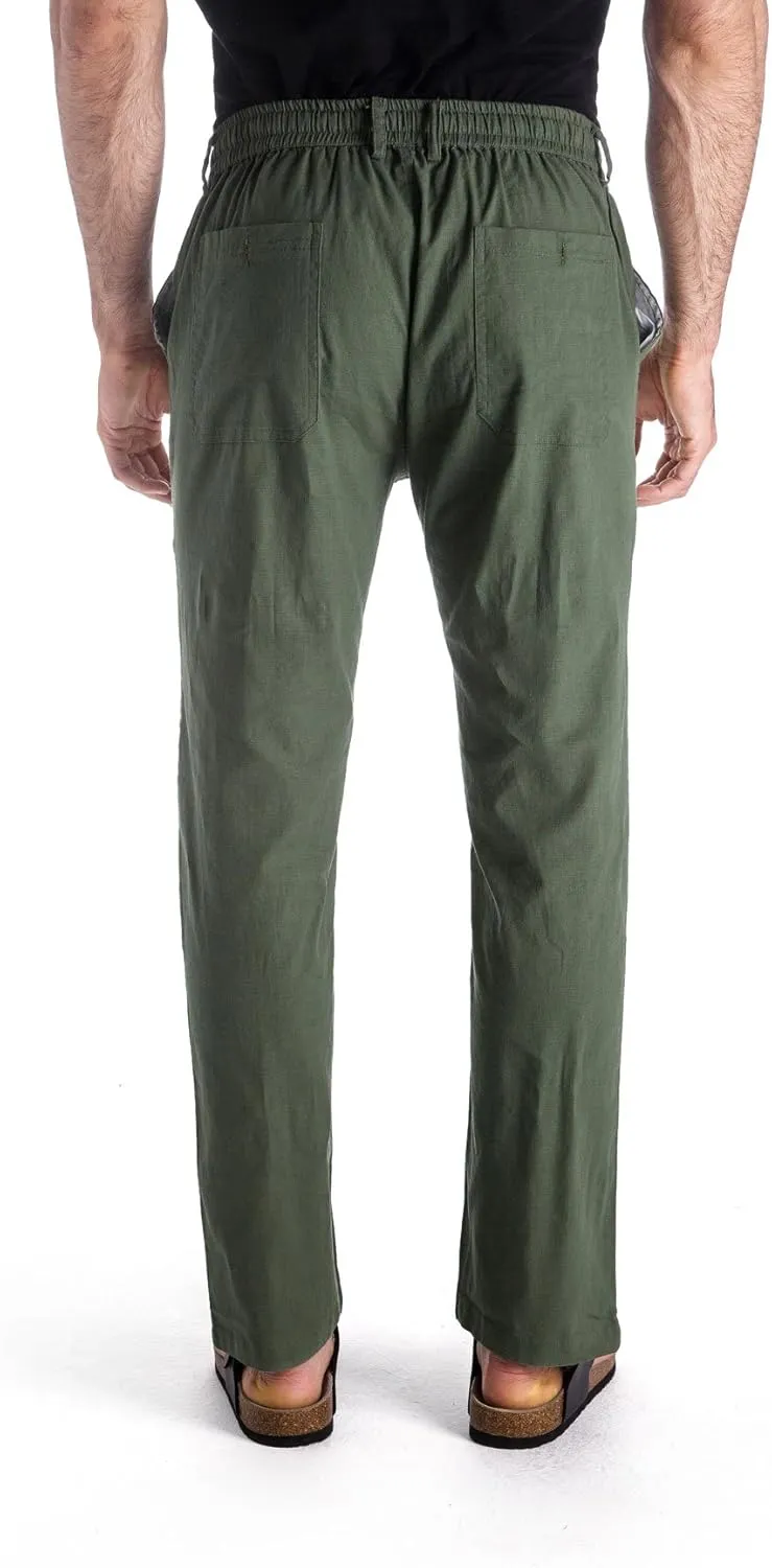 MUSE FATH Mens Linen Drawstring Casual Beach Pants-Lightweight Summer Trousers
