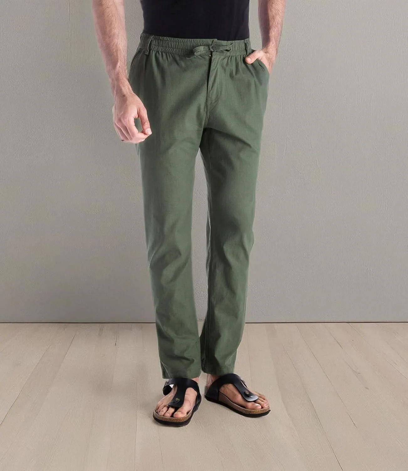 MUSE FATH Mens Linen Drawstring Casual Beach Pants-Lightweight Summer Trousers