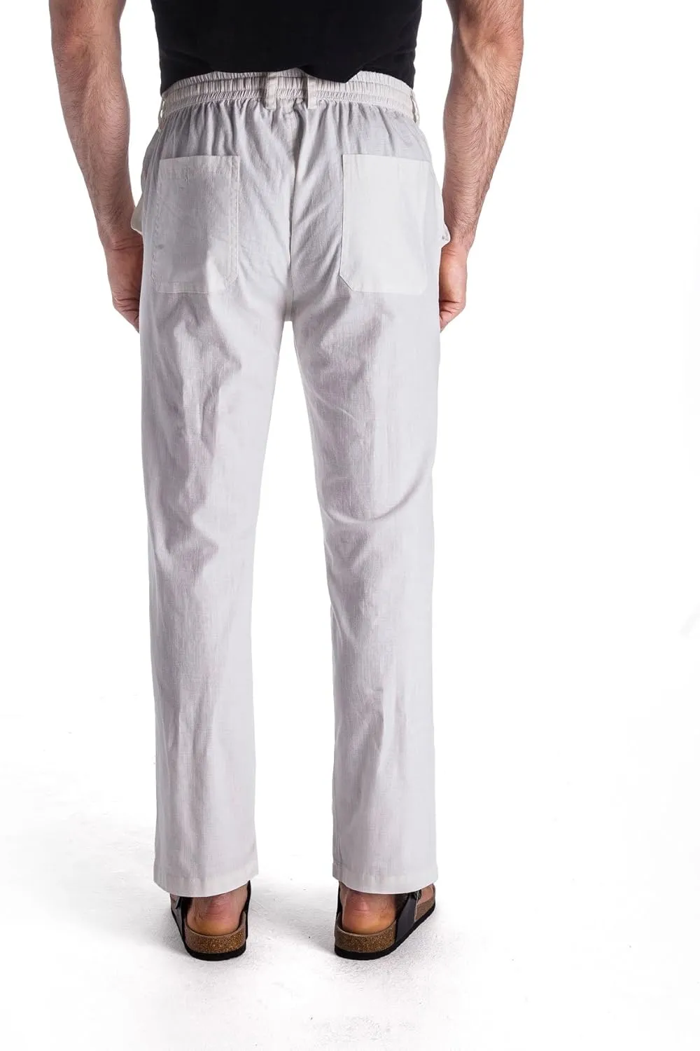 MUSE FATH Mens Linen Drawstring Casual Beach Pants-Lightweight Summer Trousers