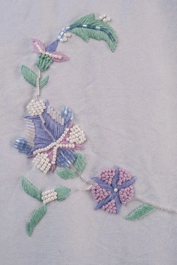 NAIA Blue Hand-Embroidered Cocoon Coat