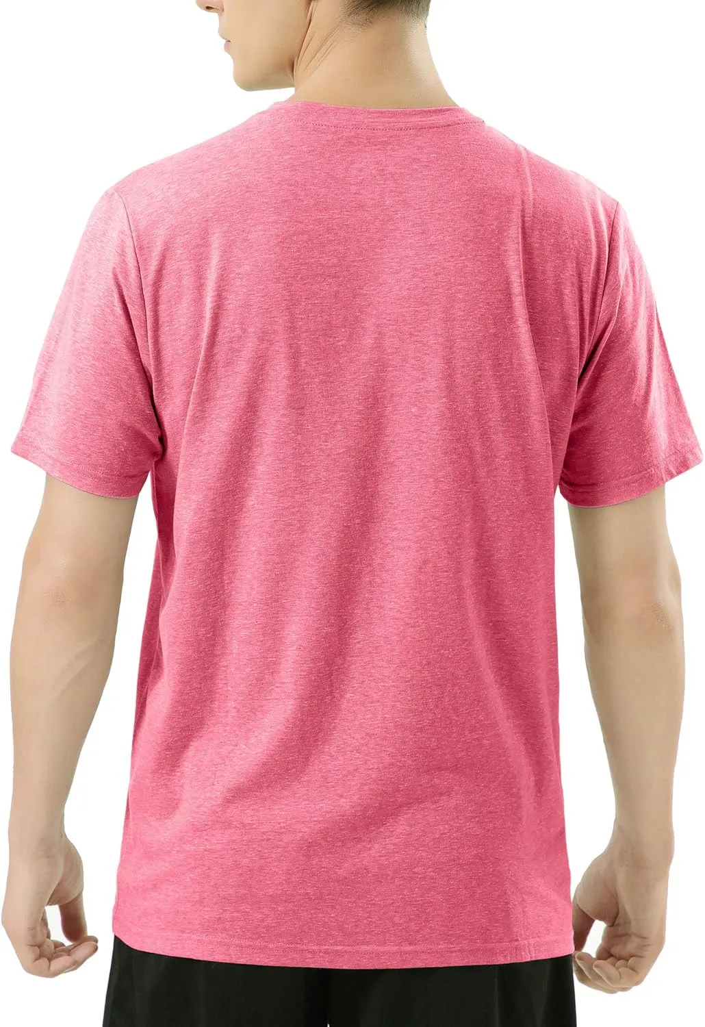 Pink Shirt Men Cotton Blend Short Sleeve Tshirt, Slim Fit Premium Casual Tees