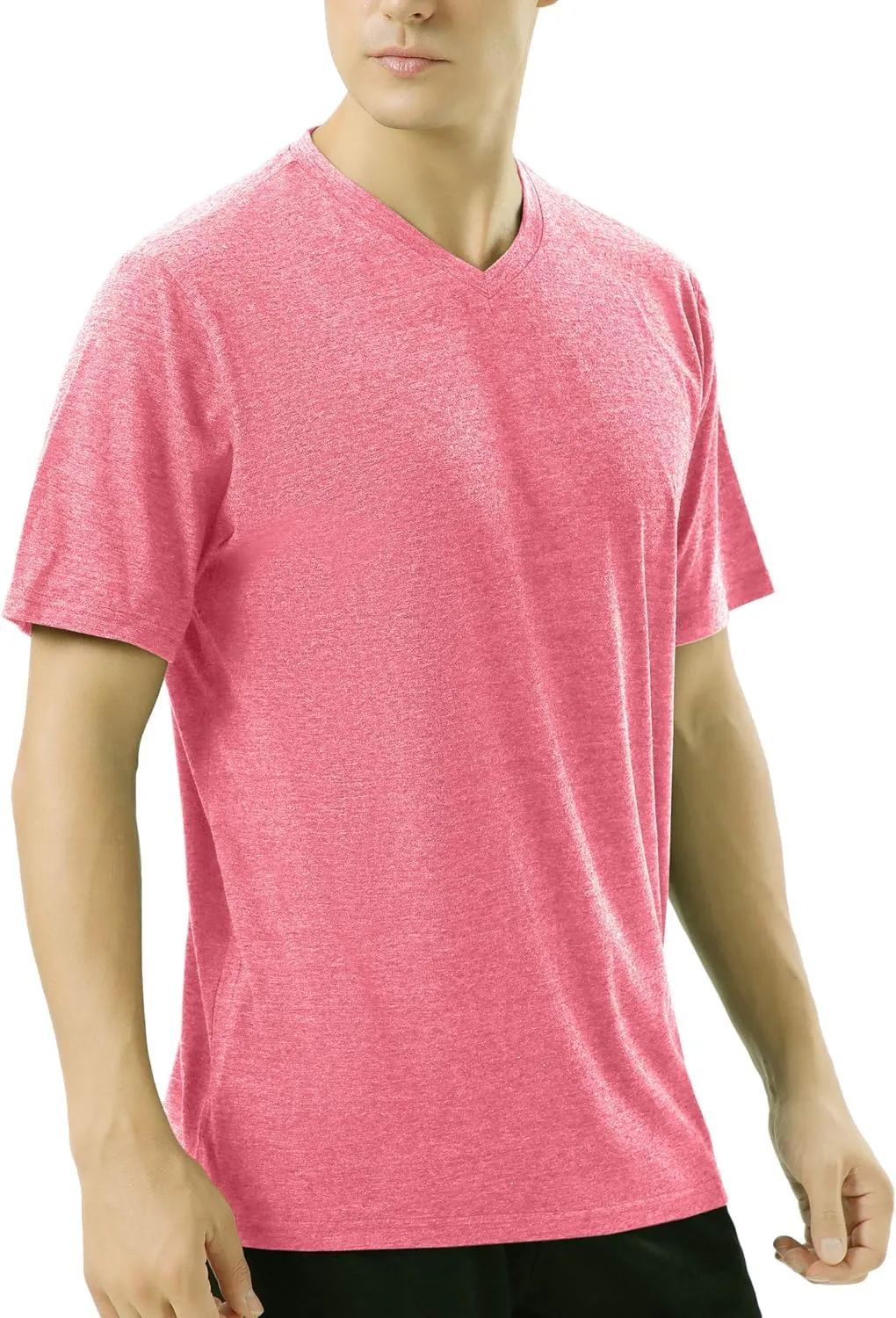 Pink Shirt Men Cotton Blend Short Sleeve Tshirt, Slim Fit Premium Casual Tees