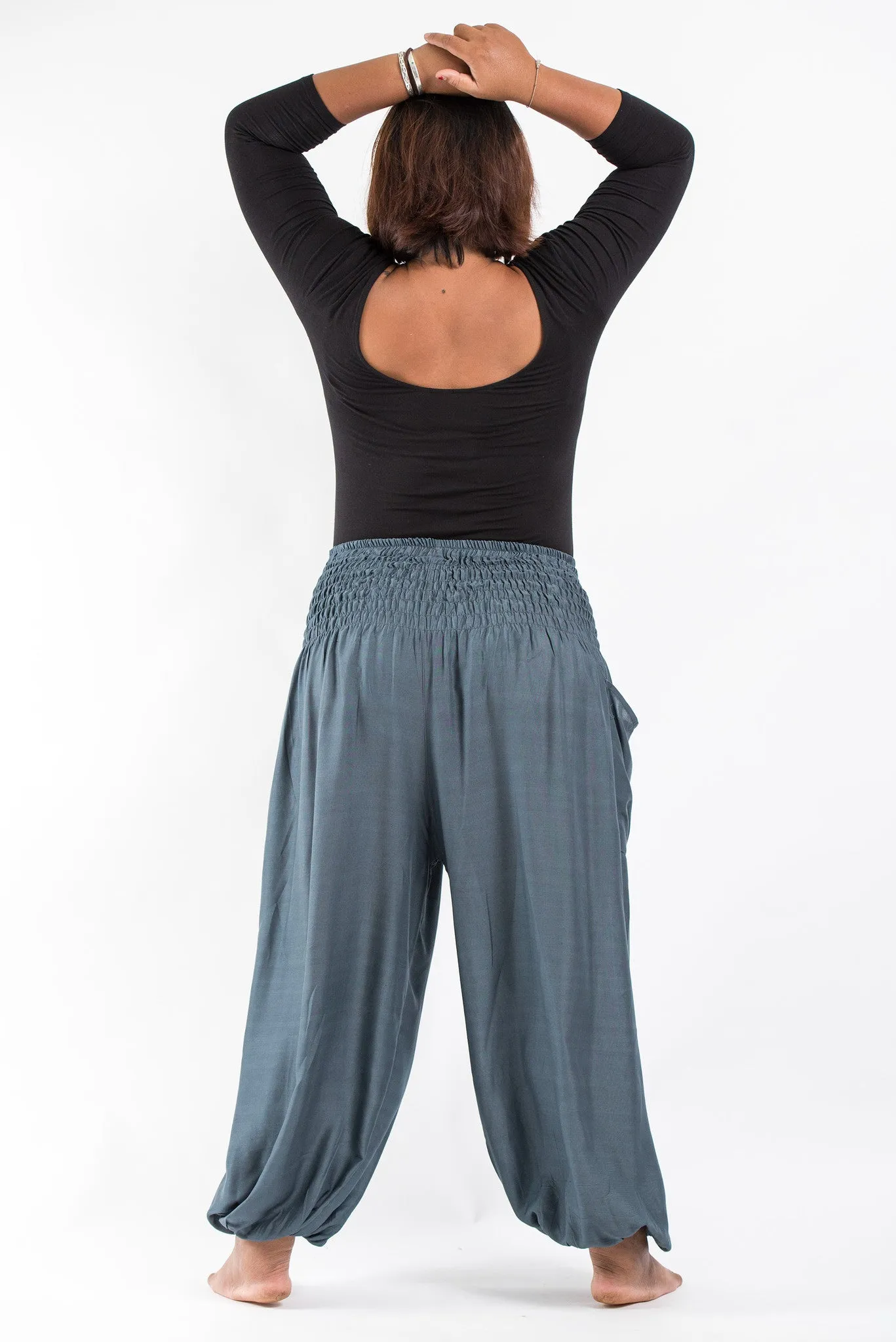 Plus Size Solid Color Women's Harem Pants in Gray