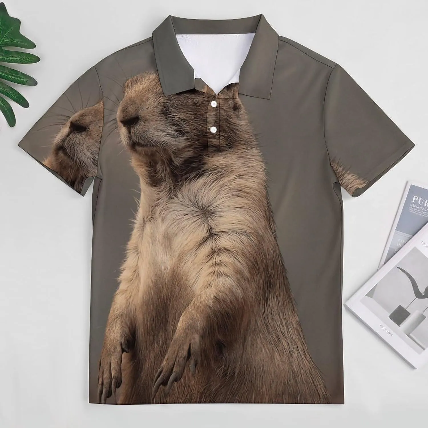 Prairie Dog Mens Polo Shirts Quick Dry Short Sleeve T-shirts Slim Tennis Collared Tees Tops