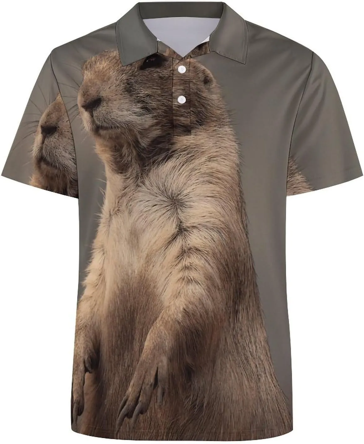 Prairie Dog Mens Polo Shirts Quick Dry Short Sleeve T-shirts Slim Tennis Collared Tees Tops
