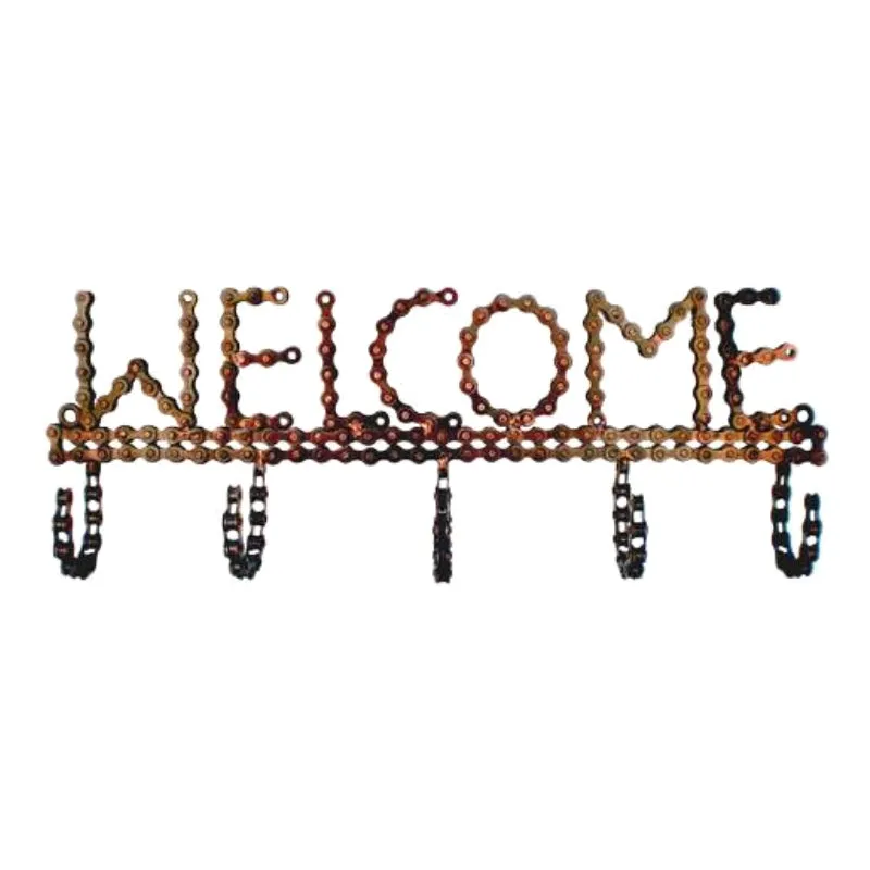 Reclaimed Bike Chain Welcome Hooks