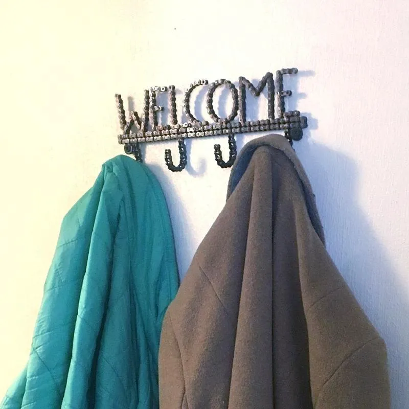Reclaimed Bike Chain Welcome Hooks