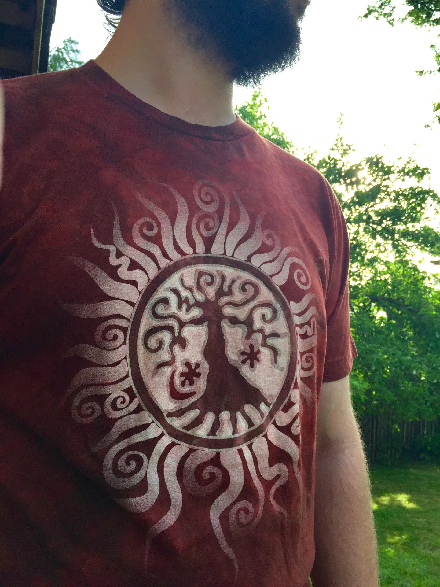 Red Tree of Life Organic Tshirt - Batik Print