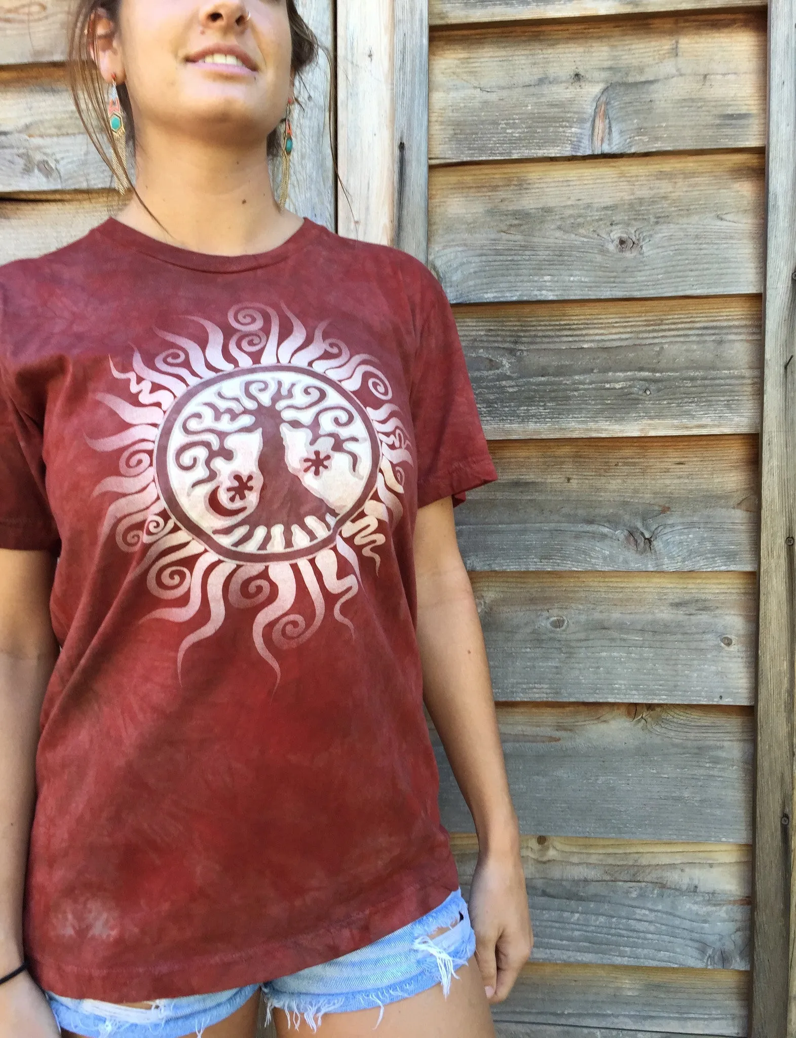 Red Tree of Life Organic Tshirt - Batik Print
