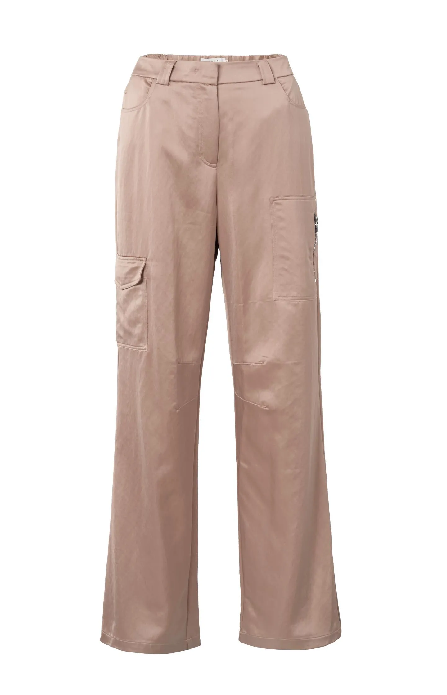 Satin cargo trousers with wide legs and pocket details