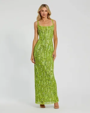 Sequin spaghetti strap slip dress - Apple Green