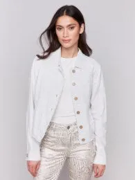 SOLID LONG SLEEVE BUTTON FRONT JACKET-NATURAL
