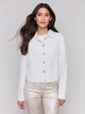 SOLID LONG SLEEVE BUTTON FRONT JACKET-NATURAL