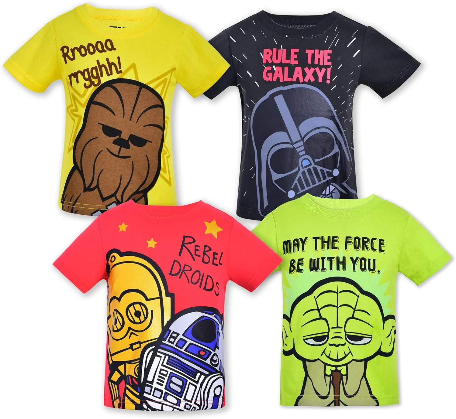 STAR WARS Boys 4 Pack Short Sleeve T-Shirt for Toddler and Little Kids