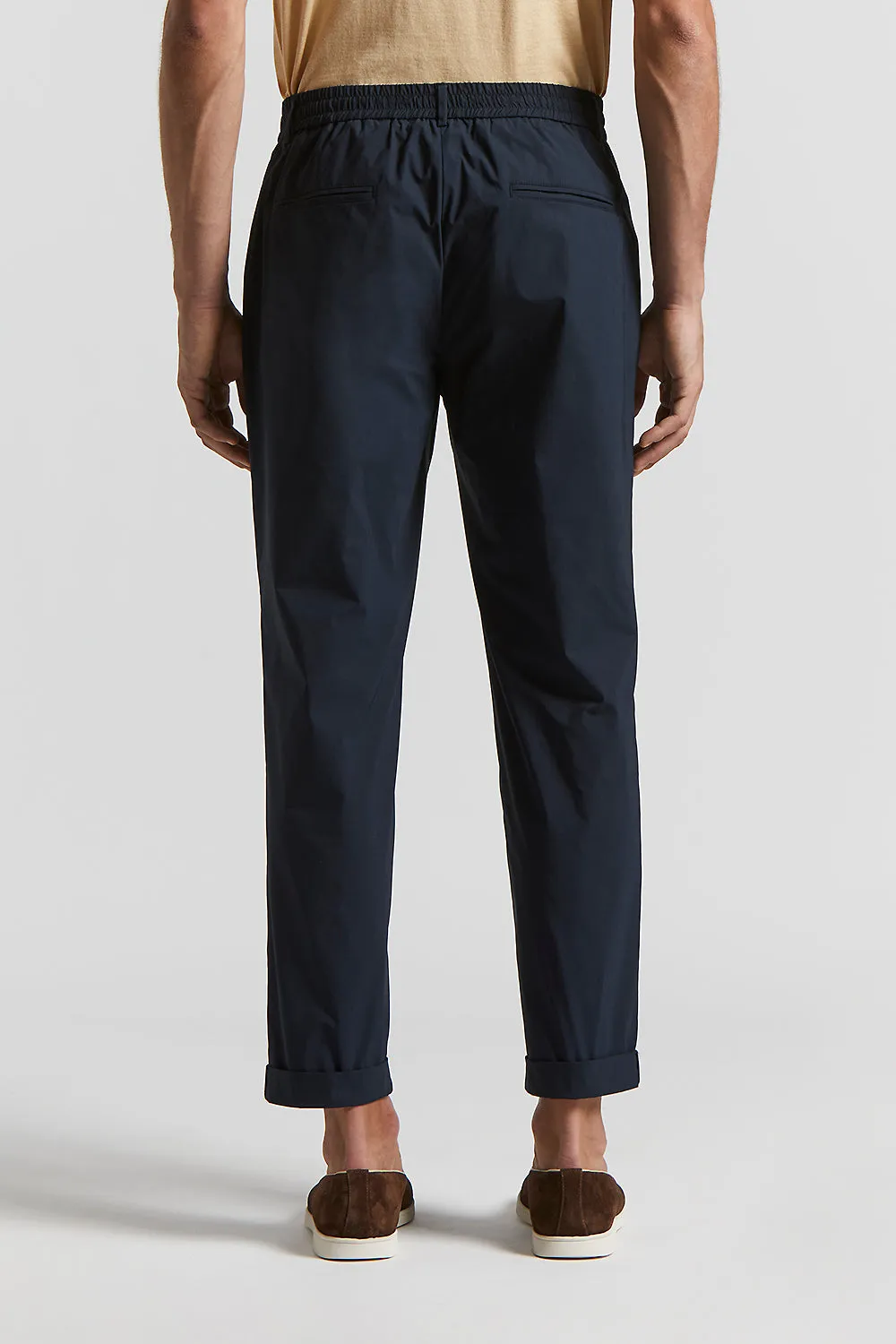 Stretch cotton lightweight canvas jogger trousers