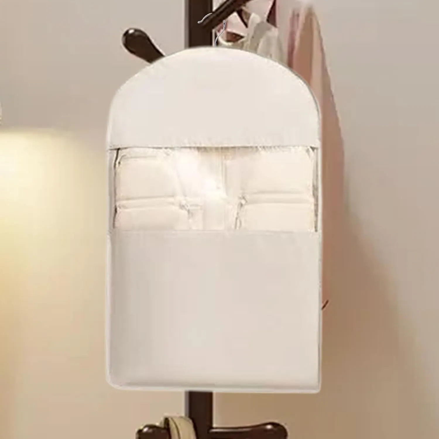Suit Bags For Closet Storage,Hangable Vacuum Storage Bags For Coats, Space-Saving Organizer Suit Garment Bag With Self-Compression Zipper, Hangable Garment Bag For Home Travel Wedding Business Trip R