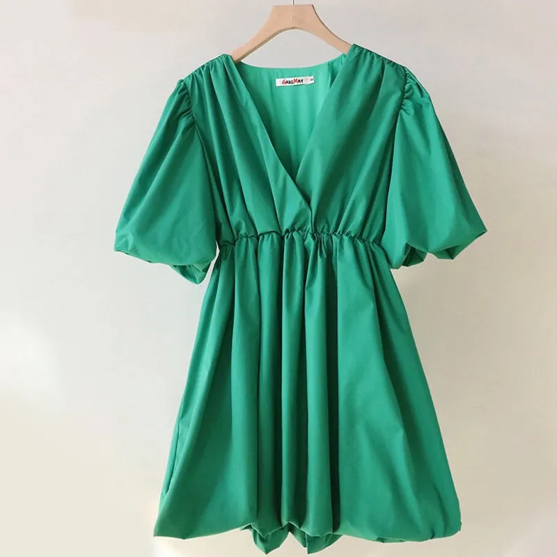 Summer Flare Puff Sleeve Casual Mini A-line Dresses