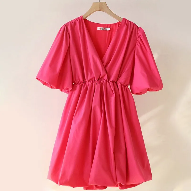 Summer Flare Puff Sleeve Casual Mini A-line Dresses