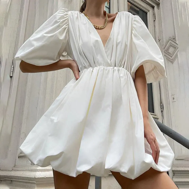 Summer Flare Puff Sleeve Casual Mini A-line Dresses