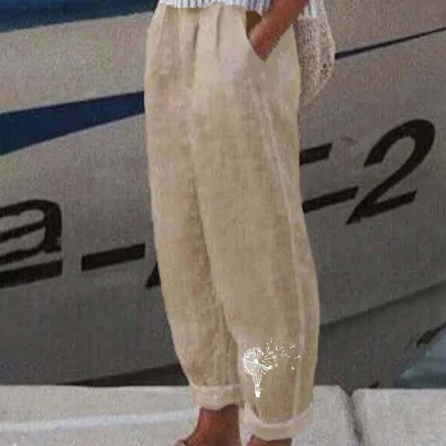 Summer Pants for Women Linen Blend Lightweight Ankle Pants High Waist Trendy Beach Vacation Trousers 2025