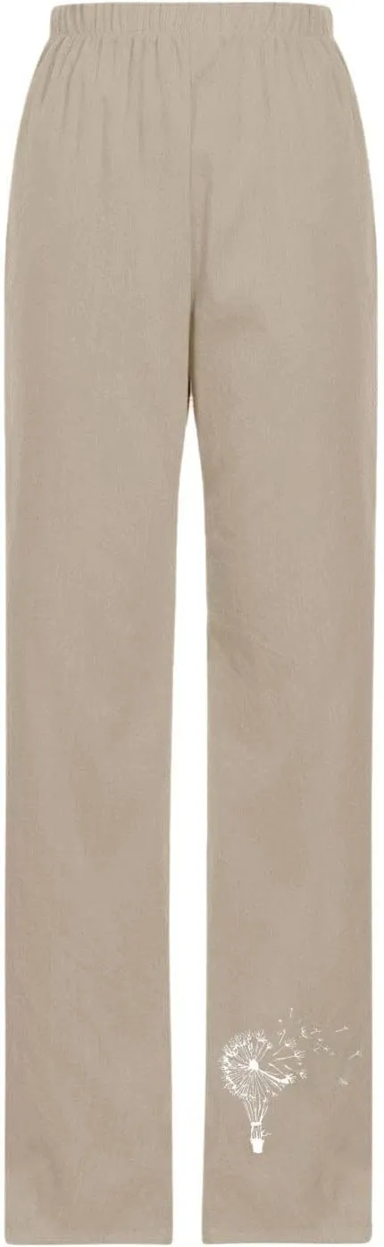 Summer Pants for Women Linen Blend Lightweight Ankle Pants High Waist Trendy Beach Vacation Trousers 2025