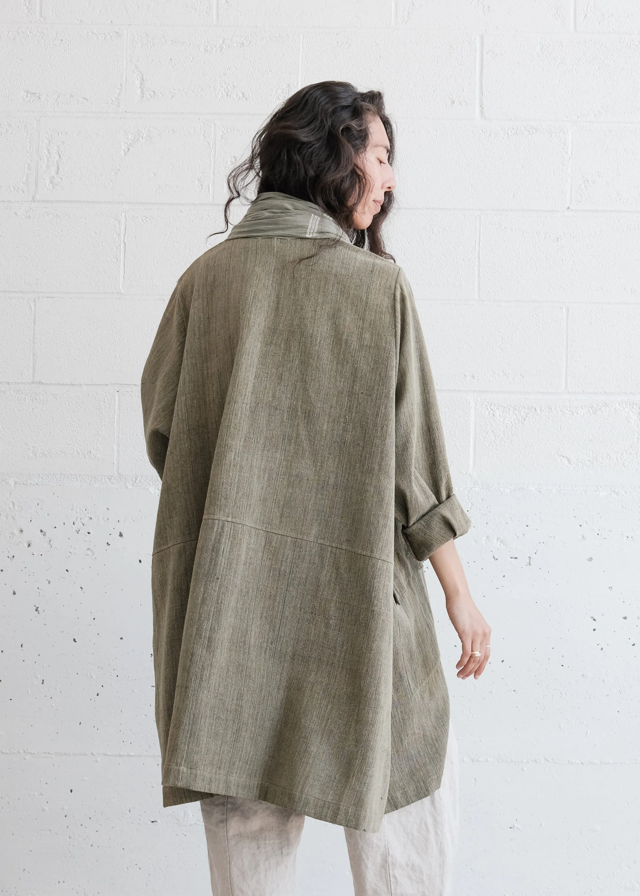 Sundar Jacket - Handspun & Handwoven Cotton - Jamdani Moss