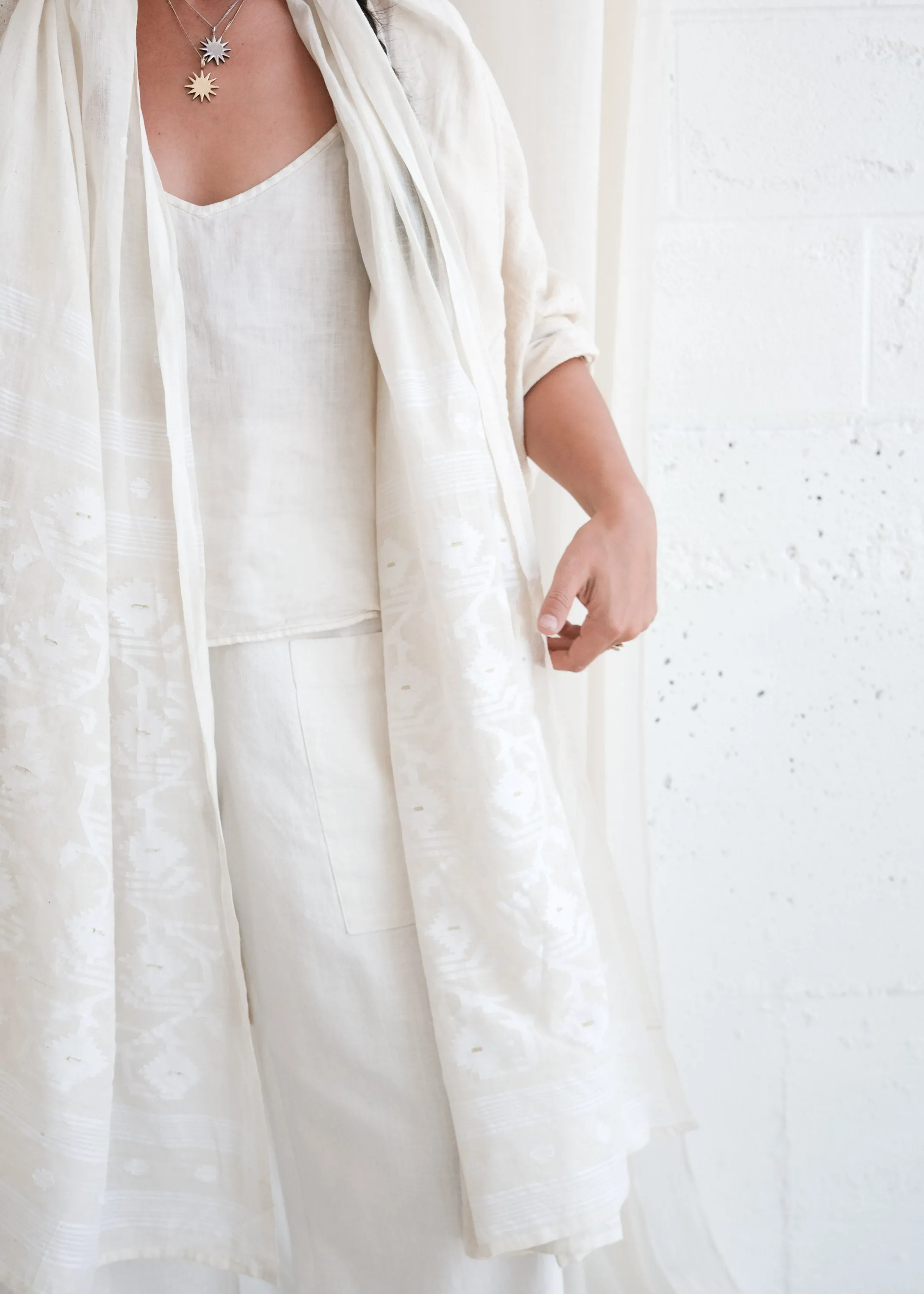 Sundar Jacket - Handwoven Cotton - Jamdani Natural