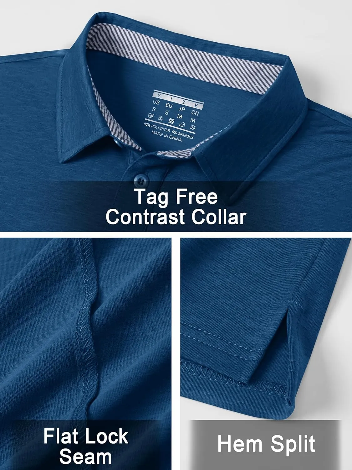 TACVASEN Men's Golf Shirts Short Sleeve Quick Dry Polo Shirts Moisture Wicking Casual Business Sports Breathable Polo