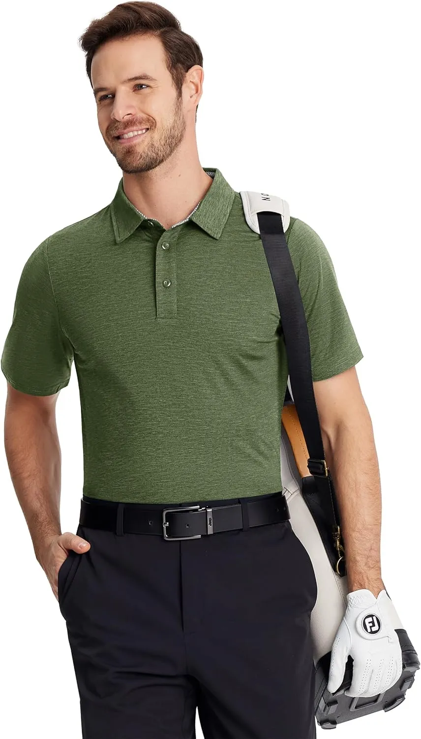 TACVASEN Men's Golf Shirts Short Sleeve Quick Dry Polo Shirts Moisture Wicking Casual Business Sports Breathable Polo