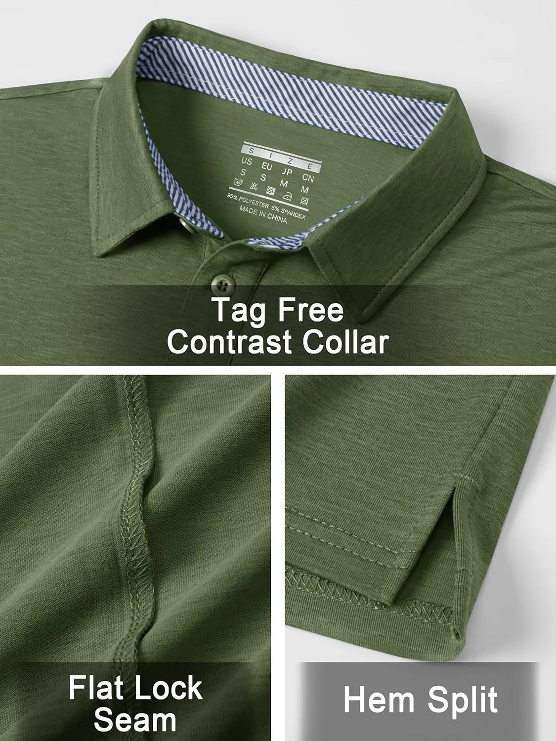 TACVASEN Men's Golf Shirts Short Sleeve Quick Dry Polo Shirts Moisture Wicking Casual Business Sports Breathable Polo