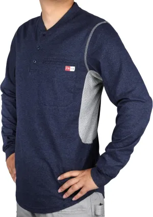 TICOMELA FR Shirts for Men 6oz Flame Retardant Mesh Breathable T-Shirt NFPA2112 Fire Retardant Henley Shirts