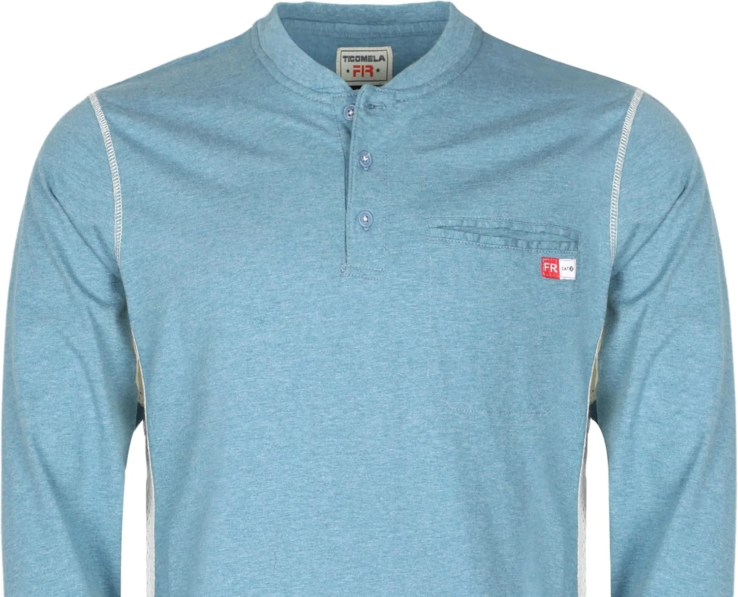 TICOMELA FR Shirts for Men 6oz Flame Retardant Mesh Breathable T-Shirt NFPA2112 Fire Retardant Henley Shirts