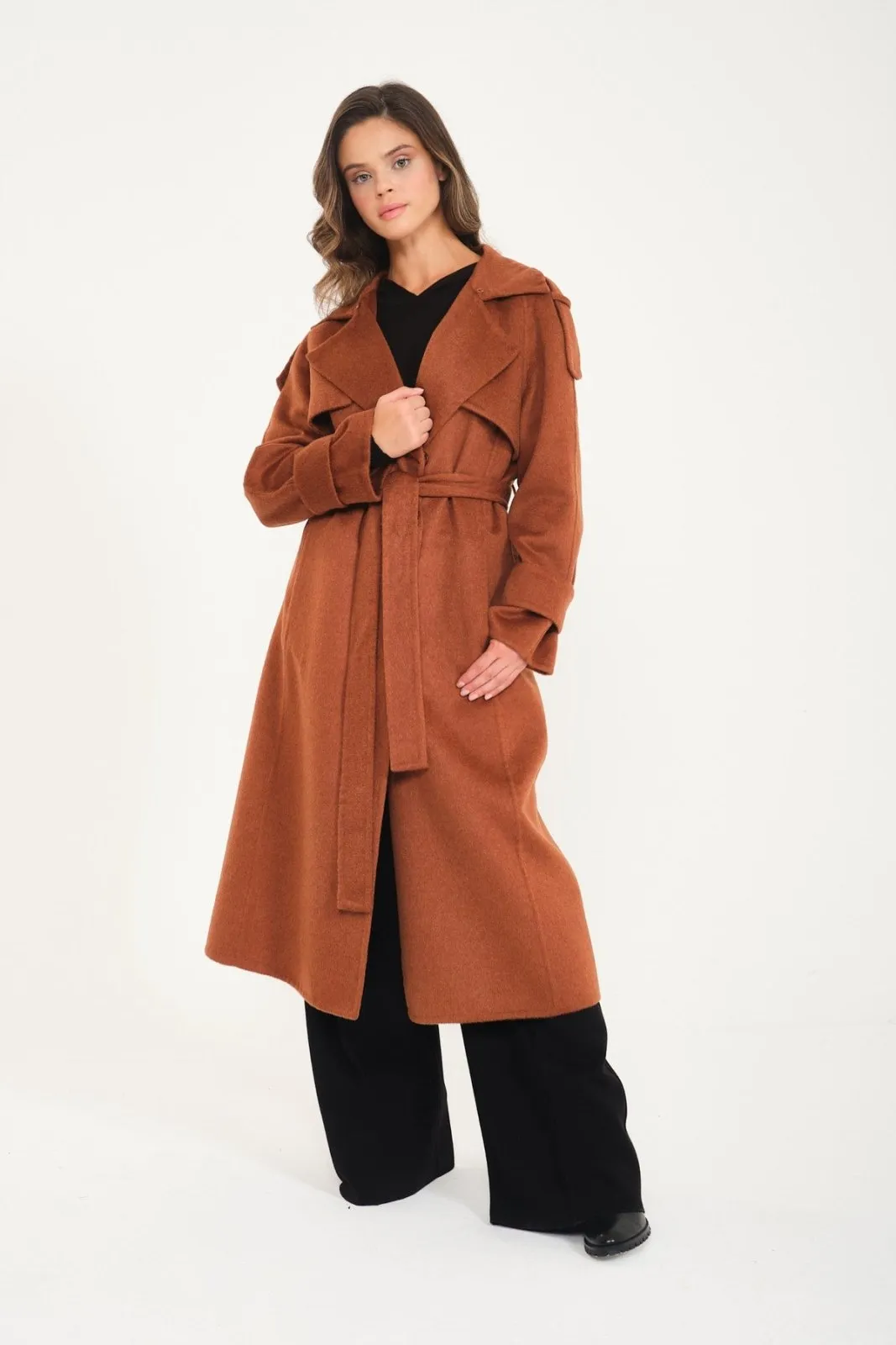 Tile Red Long Wool Coat