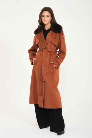 Tile Red Long Wool Coat
