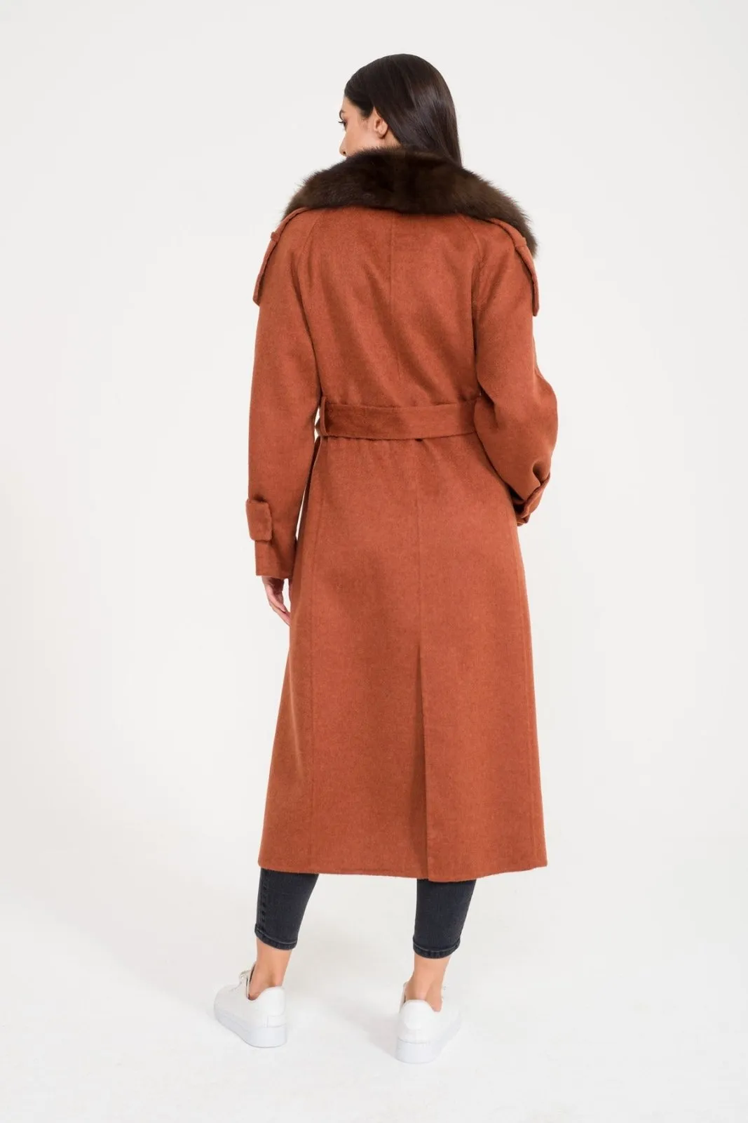 Tile Red Long Wool Coat