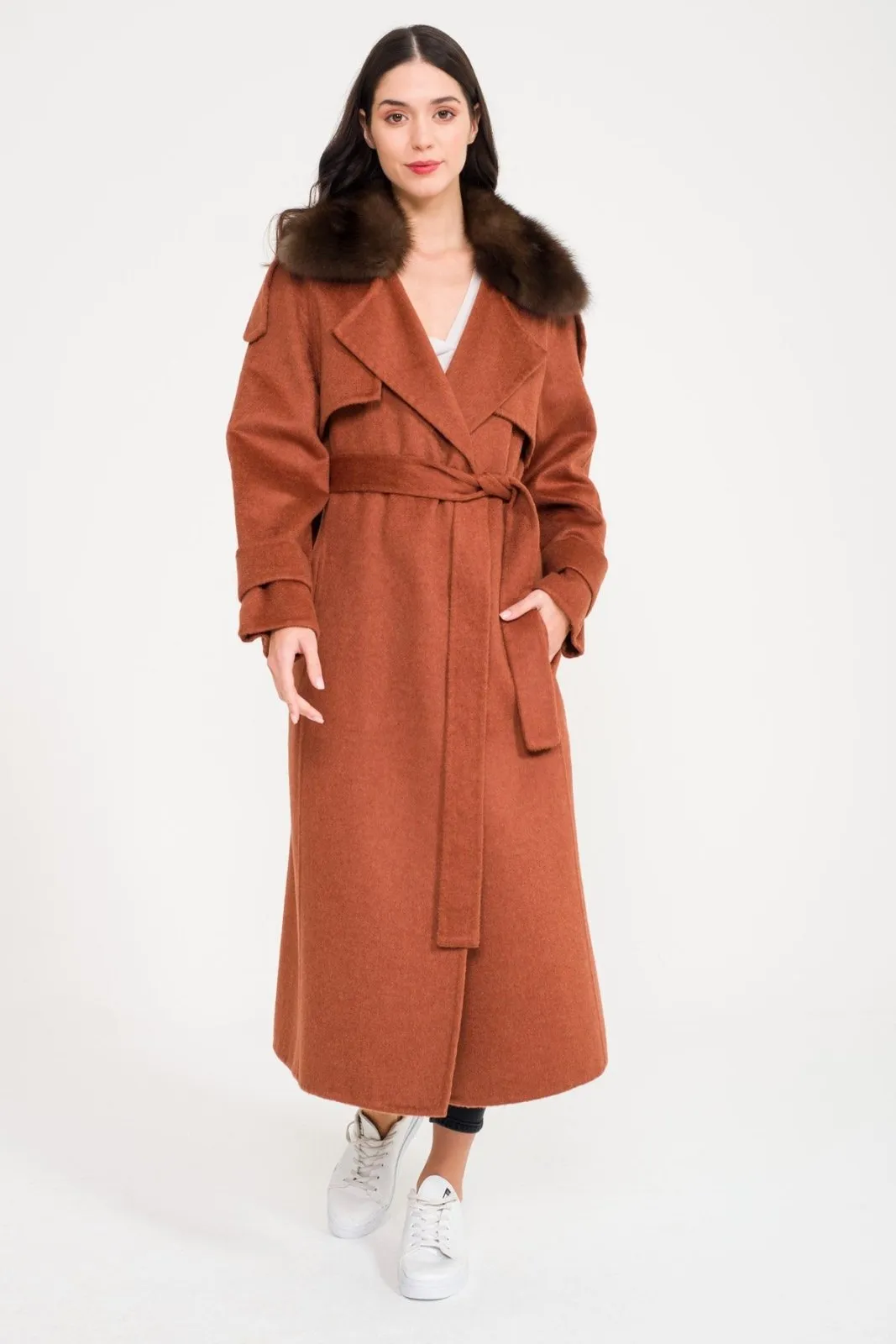 Tile Red Long Wool Coat