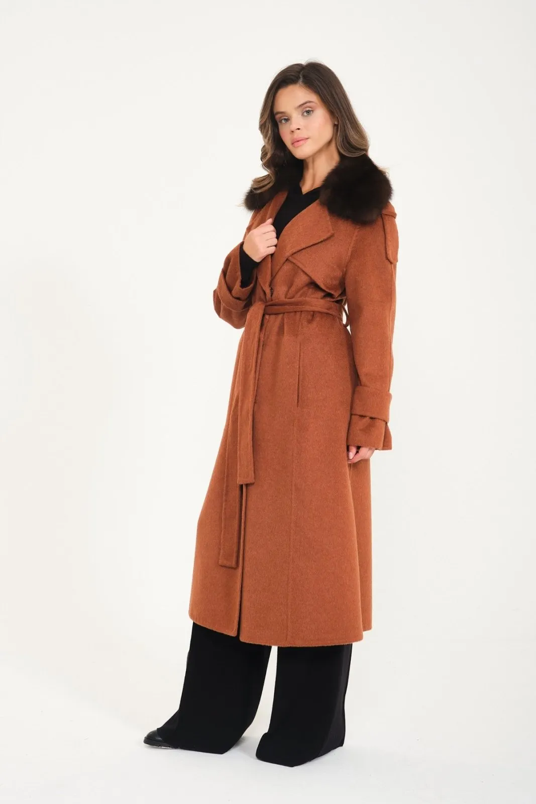 Tile Red Long Wool Coat