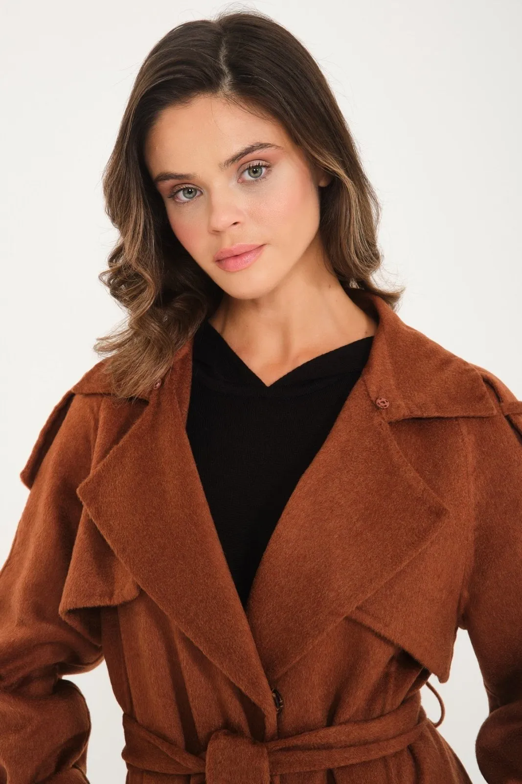 Tile Red Long Wool Coat