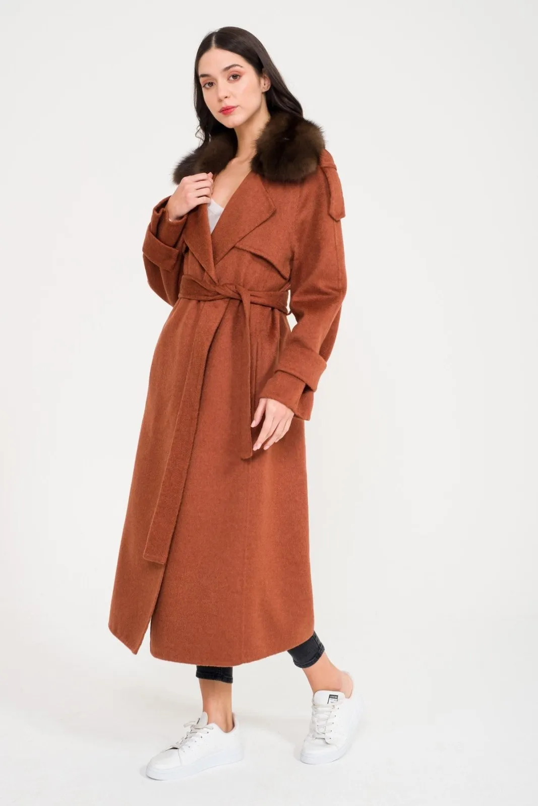 Tile Red Long Wool Coat