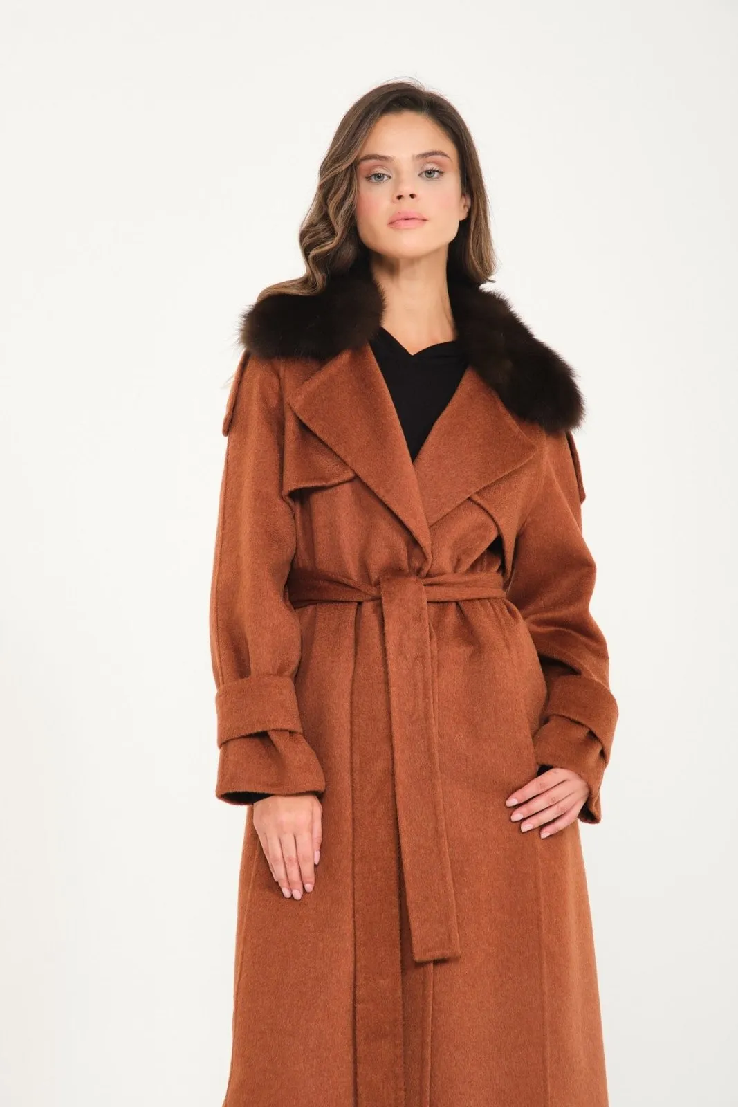 Tile Red Long Wool Coat