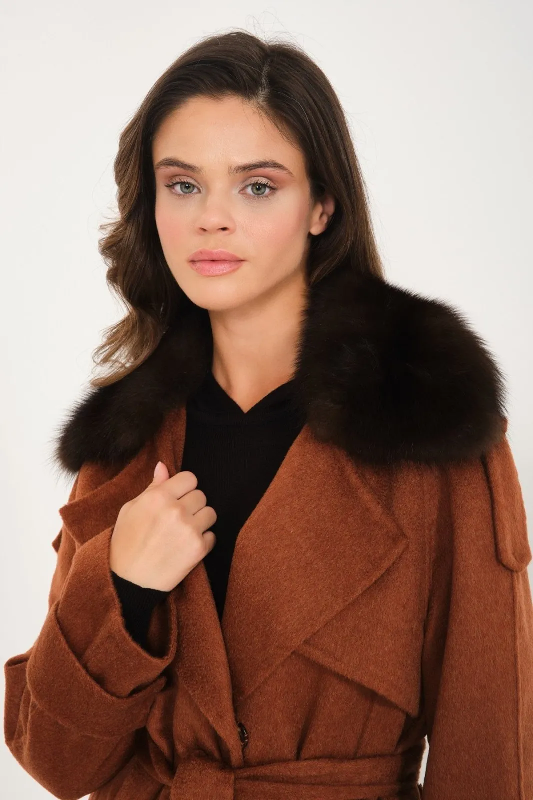 Tile Red Long Wool Coat
