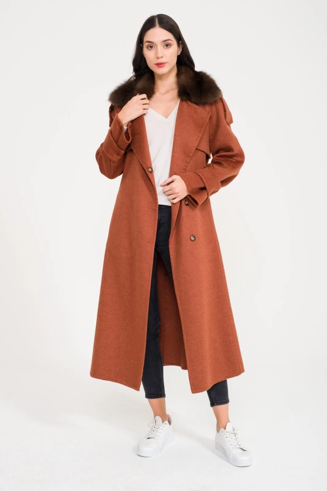 Tile Red Long Wool Coat