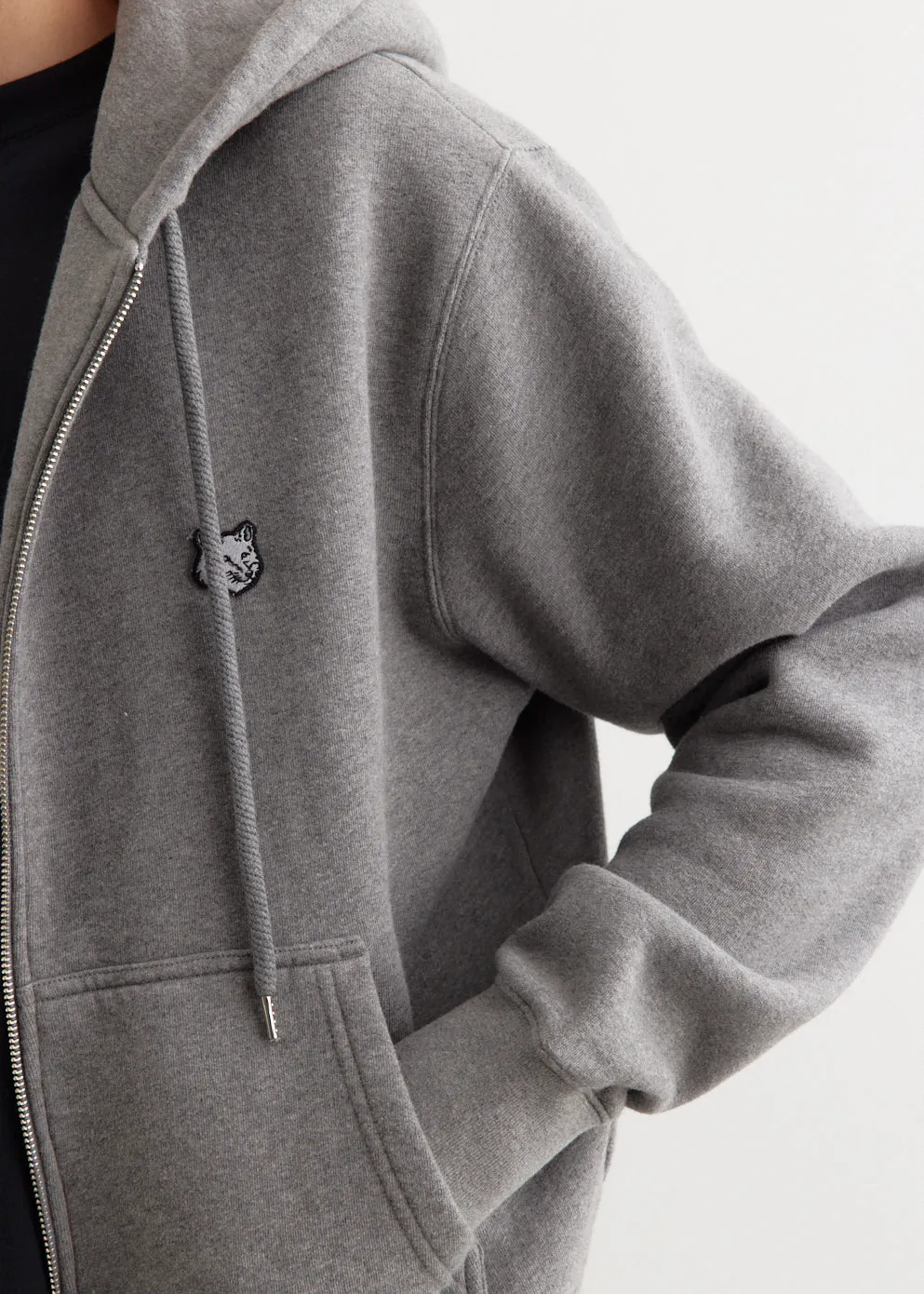 Tonal Fox Head Patch Comfort Zipped Hoodie