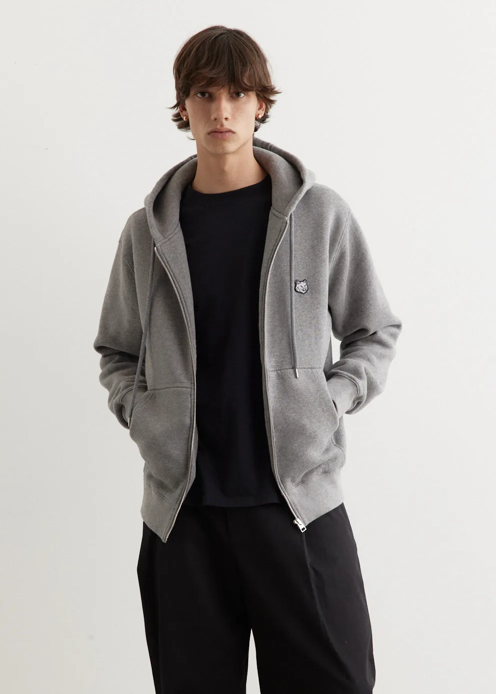 Tonal Fox Head Patch Comfort Zipped Hoodie