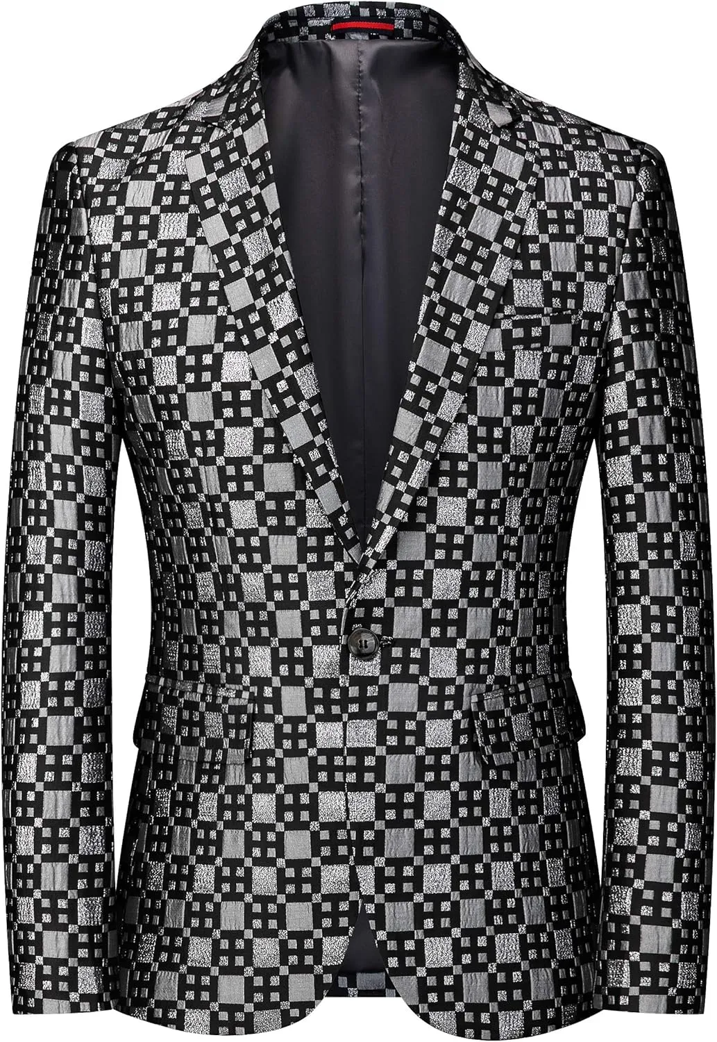 UNINUKOO Mens Blazer Jacket Plaid Slim Fit Casual Party Prom Ligthweight Sport Coat Suit Separates
